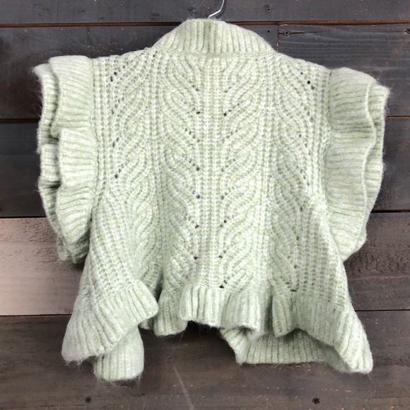 NWT ZARA Bloggers Favorite Knit Ruffle Vest Green - Picture 6 of 10